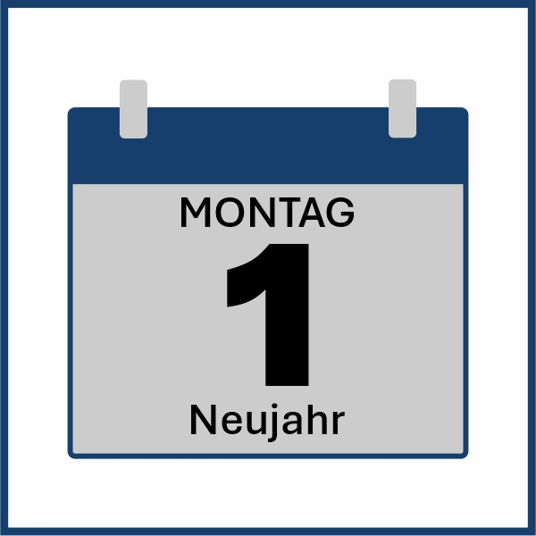 Piktogramm eines Kalenders, Kalendertag 1. Januar