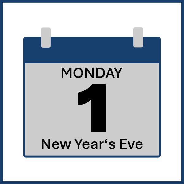 Pictograph of a calendar, day January, 1