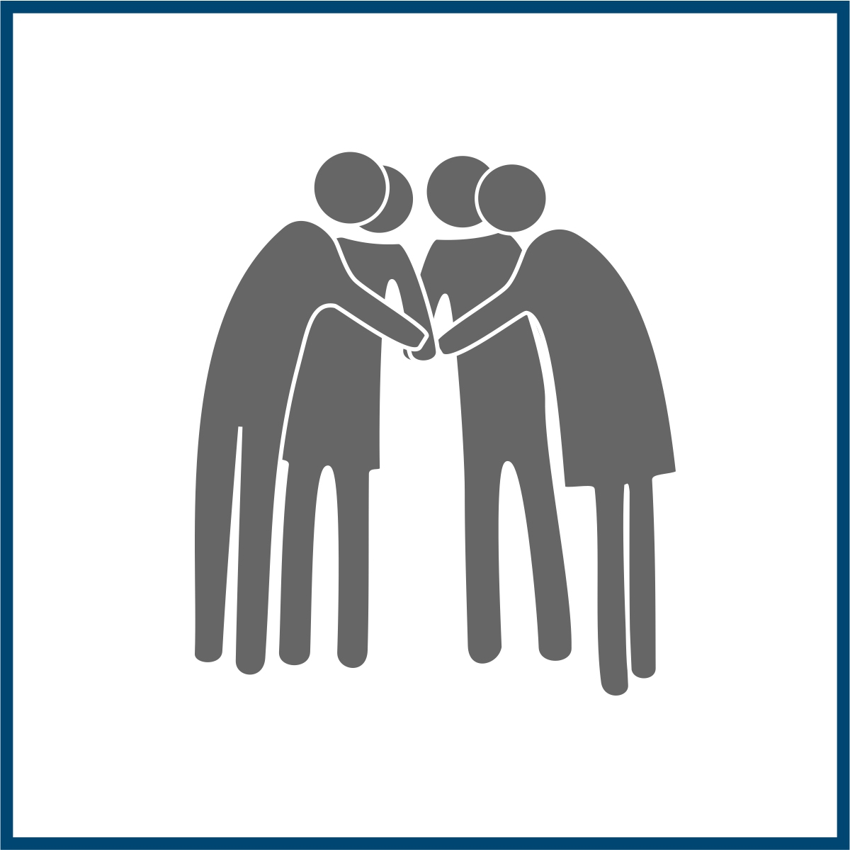 Piktogramm einer Personengruppe, die sich zueinander beugt