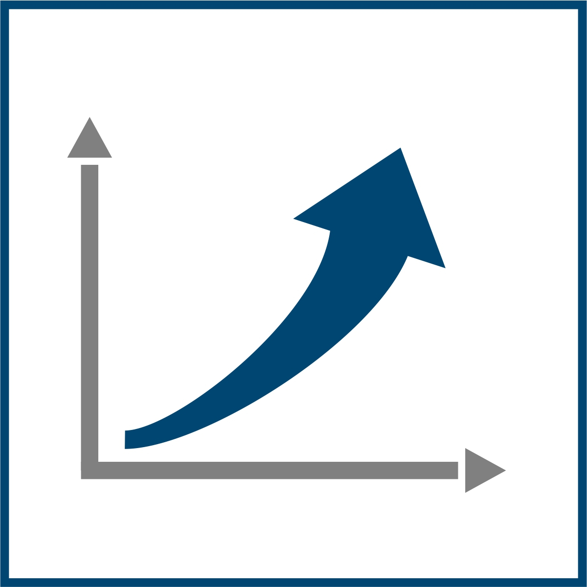 Piktogramm x-y-Achse mit Pfeil nach rechts oben