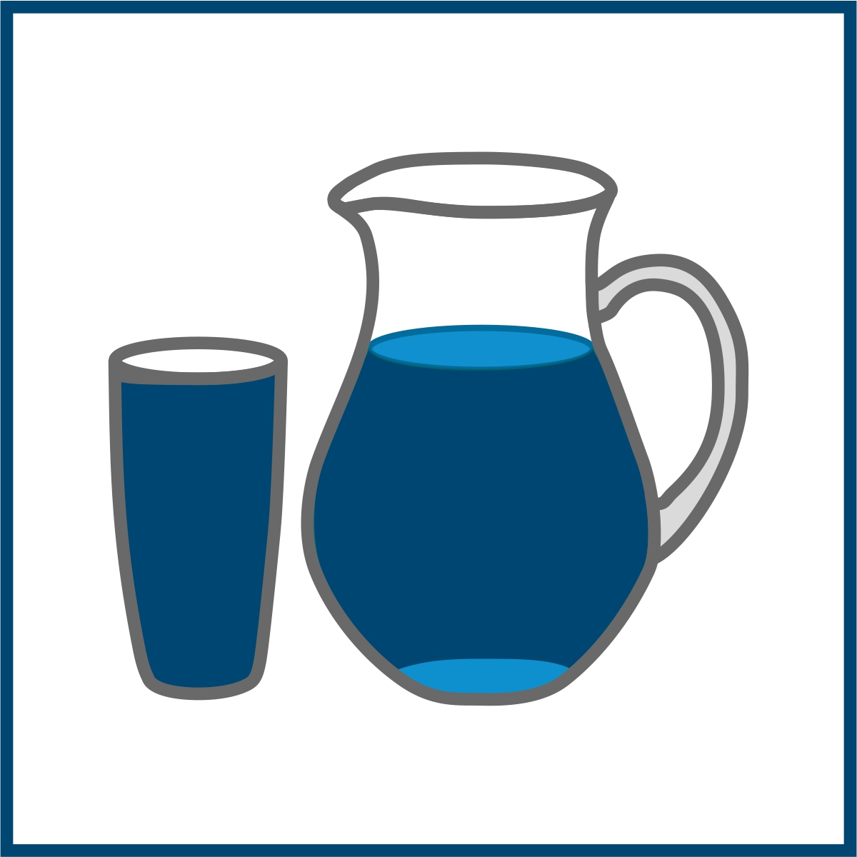 Piktogramm Karaffe mit Glas (beide voll)