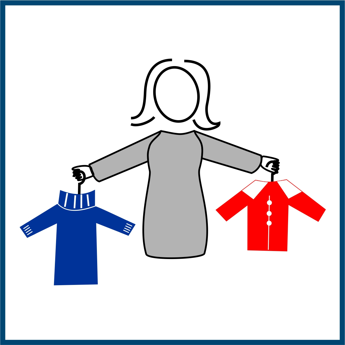 Piktogramm Frau mit zwei Kleidungsstücken