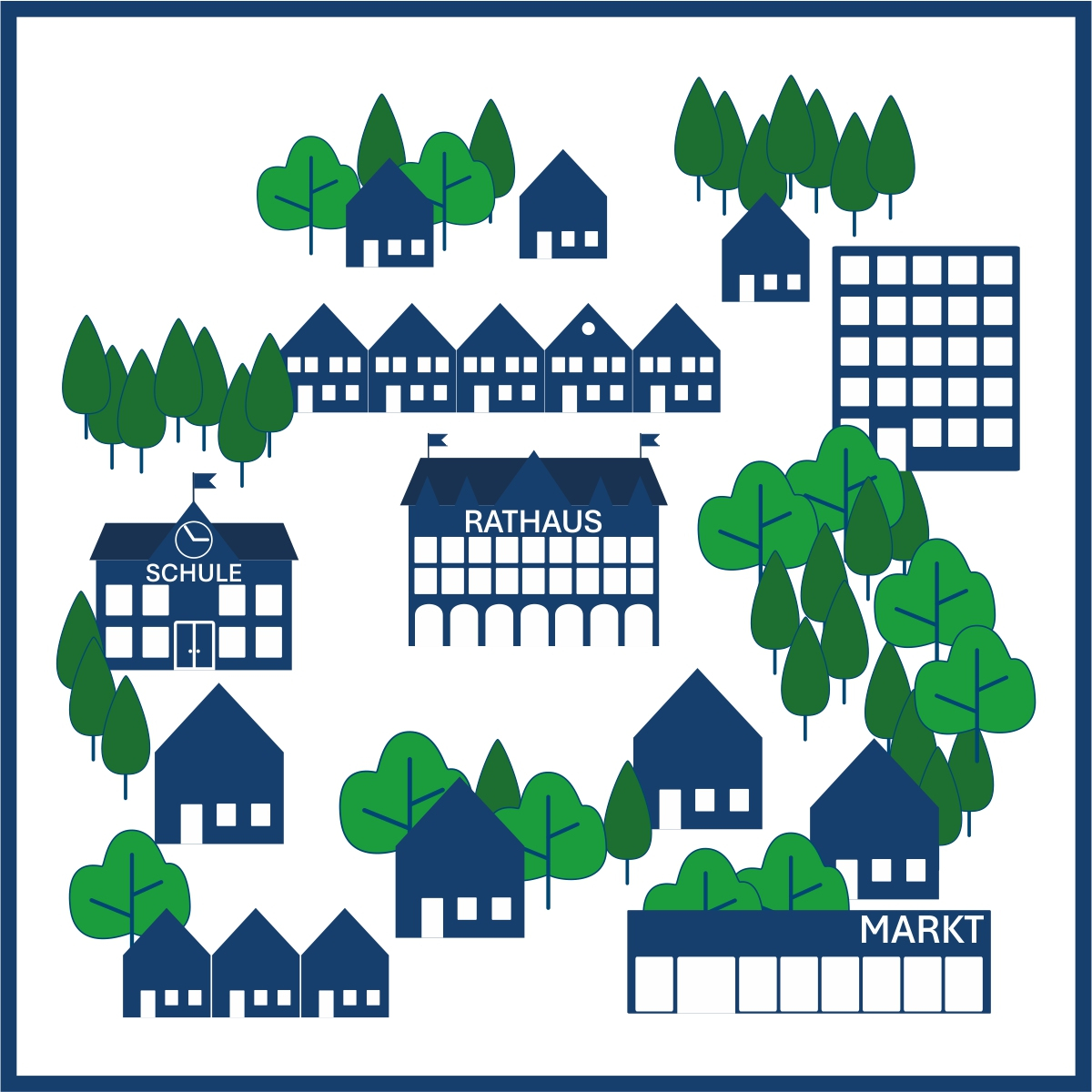 Piktogramm einer dörflichen Struktur