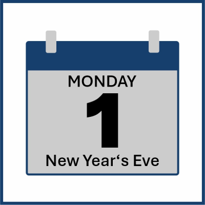 Pictograph of a calendar, day January, 1