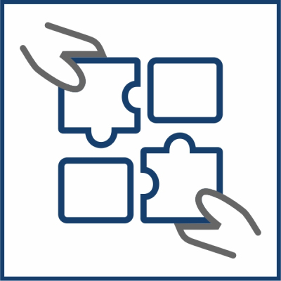 Piktogramm eines vierteilign Puzzles