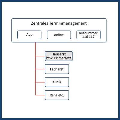 Ablaufschema für ein zentrales medizinisches Terminmanagement