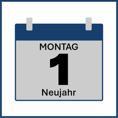 Piktogramm eines Kalenders, Kalendertag 1. Januar